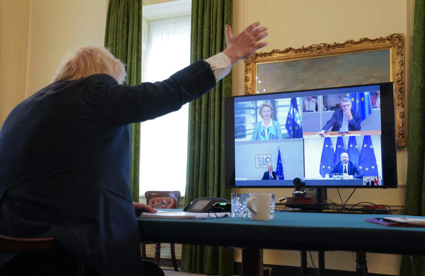 Boris Johson during a virtual meeting on Brexit with the EU on 15 June 2020.